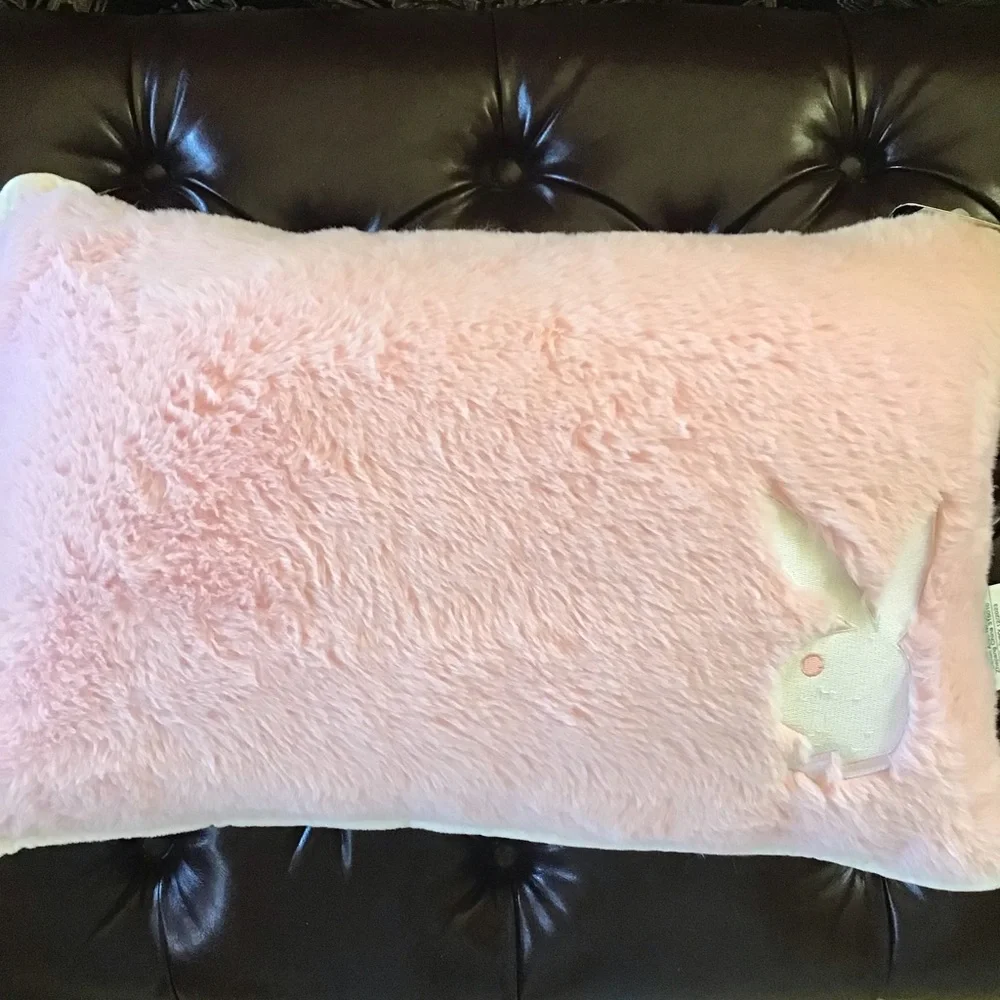 New Playboy pink fur logo pillow